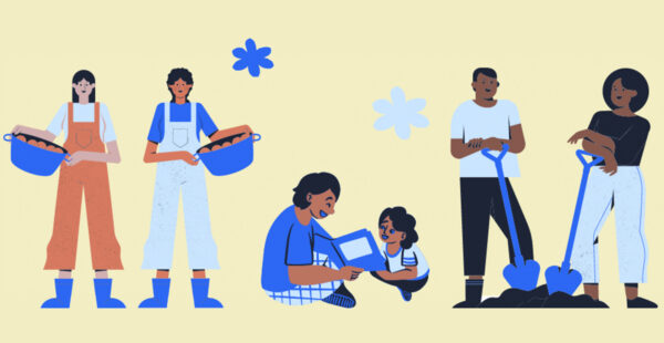 Illustration of neighbors working together
